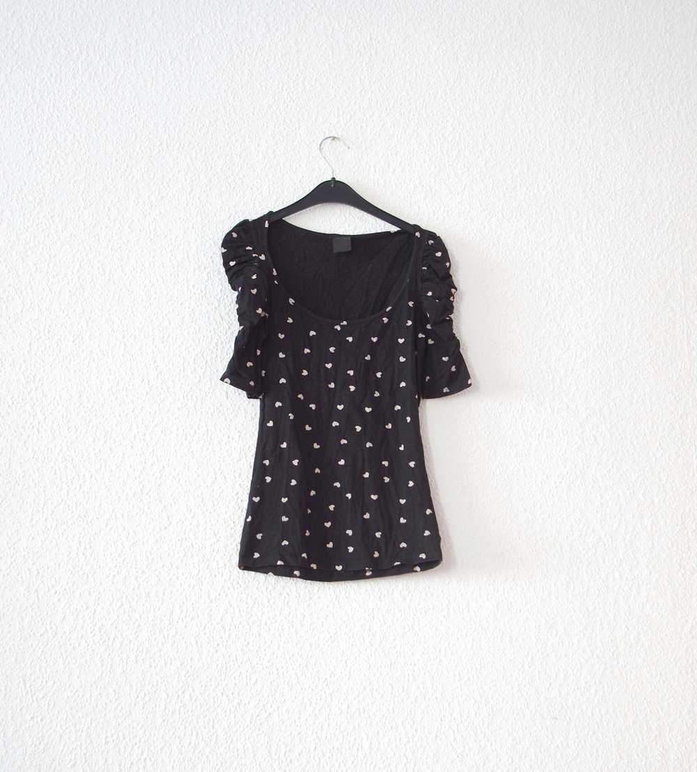 Pinup retro Top Puffärmel ZARA Gr. 36 38 ZARA Herzchen Print vintage Style Lolita