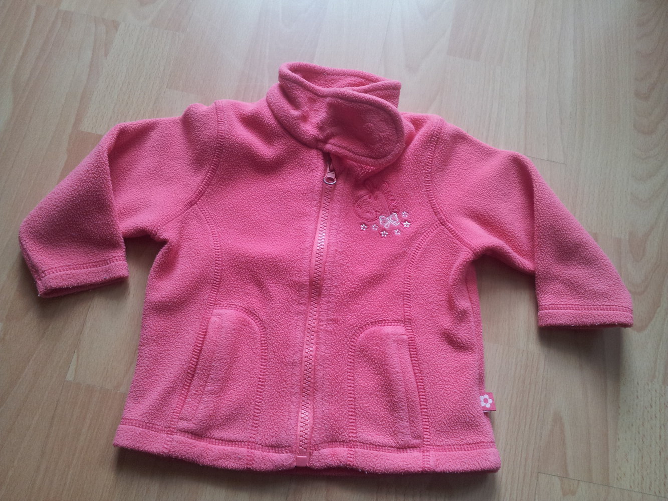 Fleece Jacke koralle Gr. 74 Pferd Stickerei 