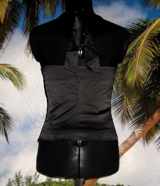 H&M Neckholder-Top * Gr. 34 * schwarz glänzend * Satinoptik