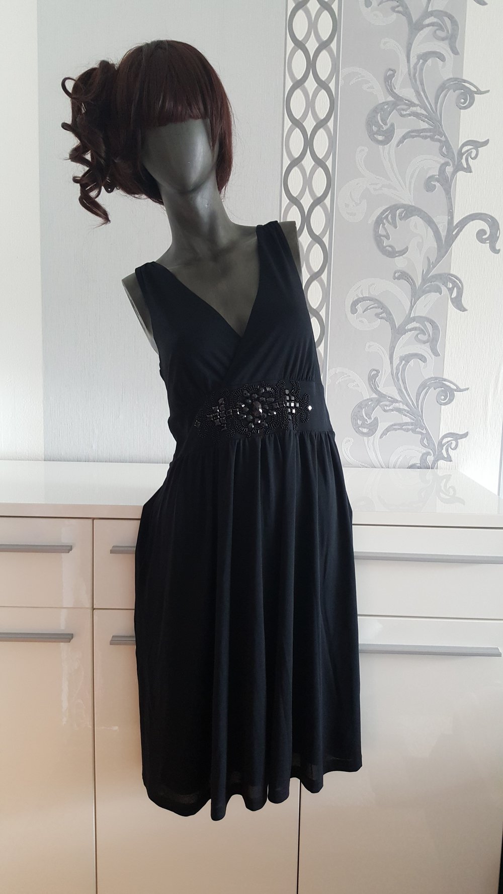 Elegantes schwarzes Esprit Kleid Hochzeit besondere Anlässe 40 42 L XL evtl. 44 da dehnbar