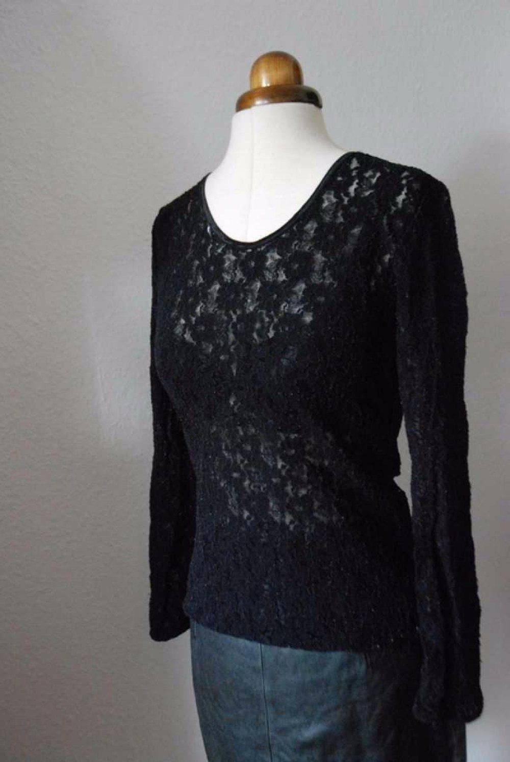 Schwarzes 90s 90er Spitzentop