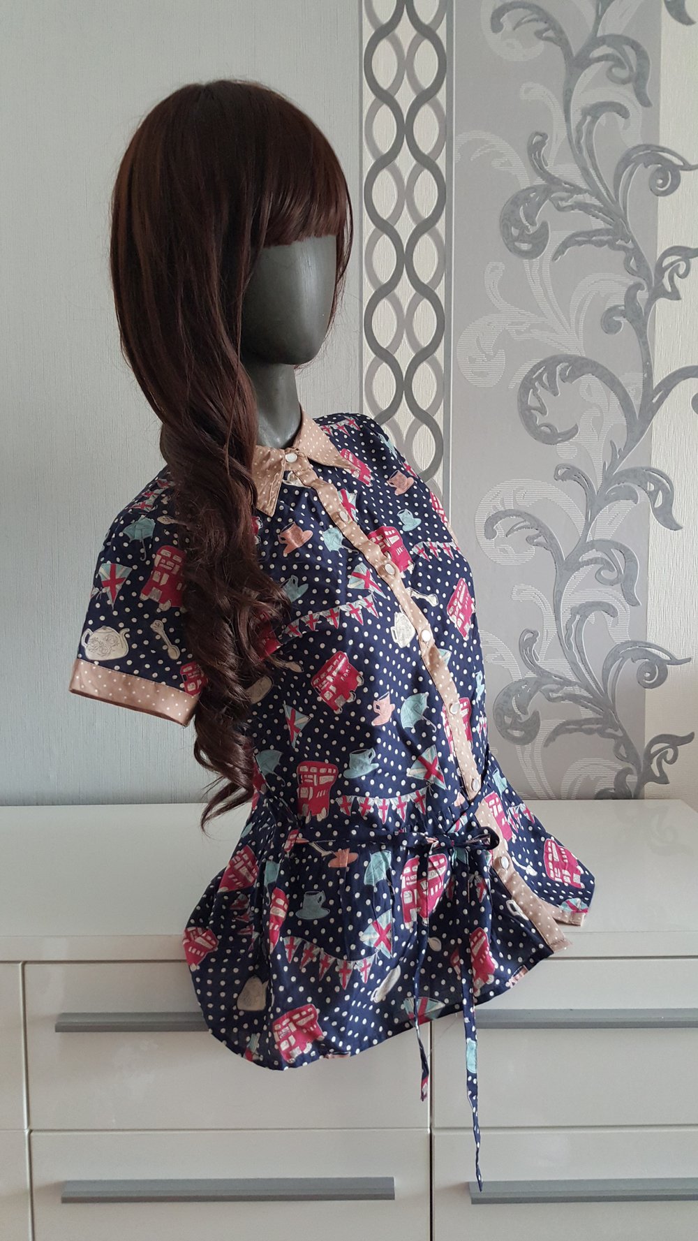 London Shirt Yumi im Retro Look ausgez. L 38 / 40 Polka Dots