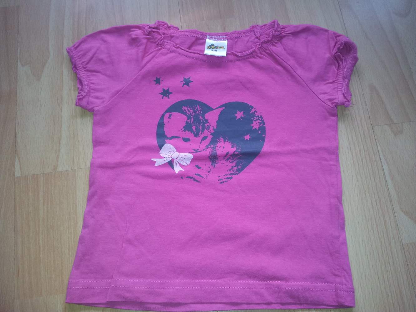 T-Shirt pink Katze Herz Gr. 74/80