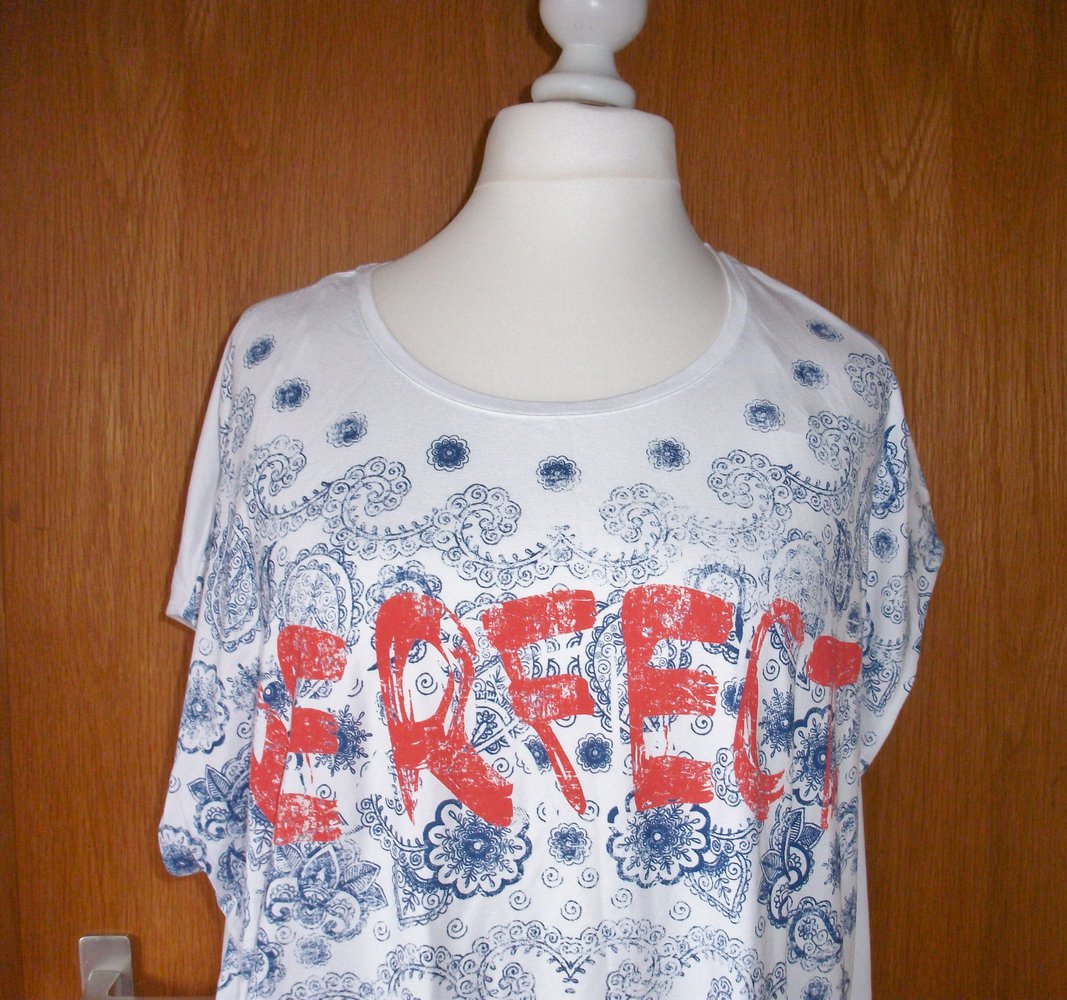 #Plussize C&A #Clockhouse T-Shirt mit Print, weiß, Gr. 54, ungetragen