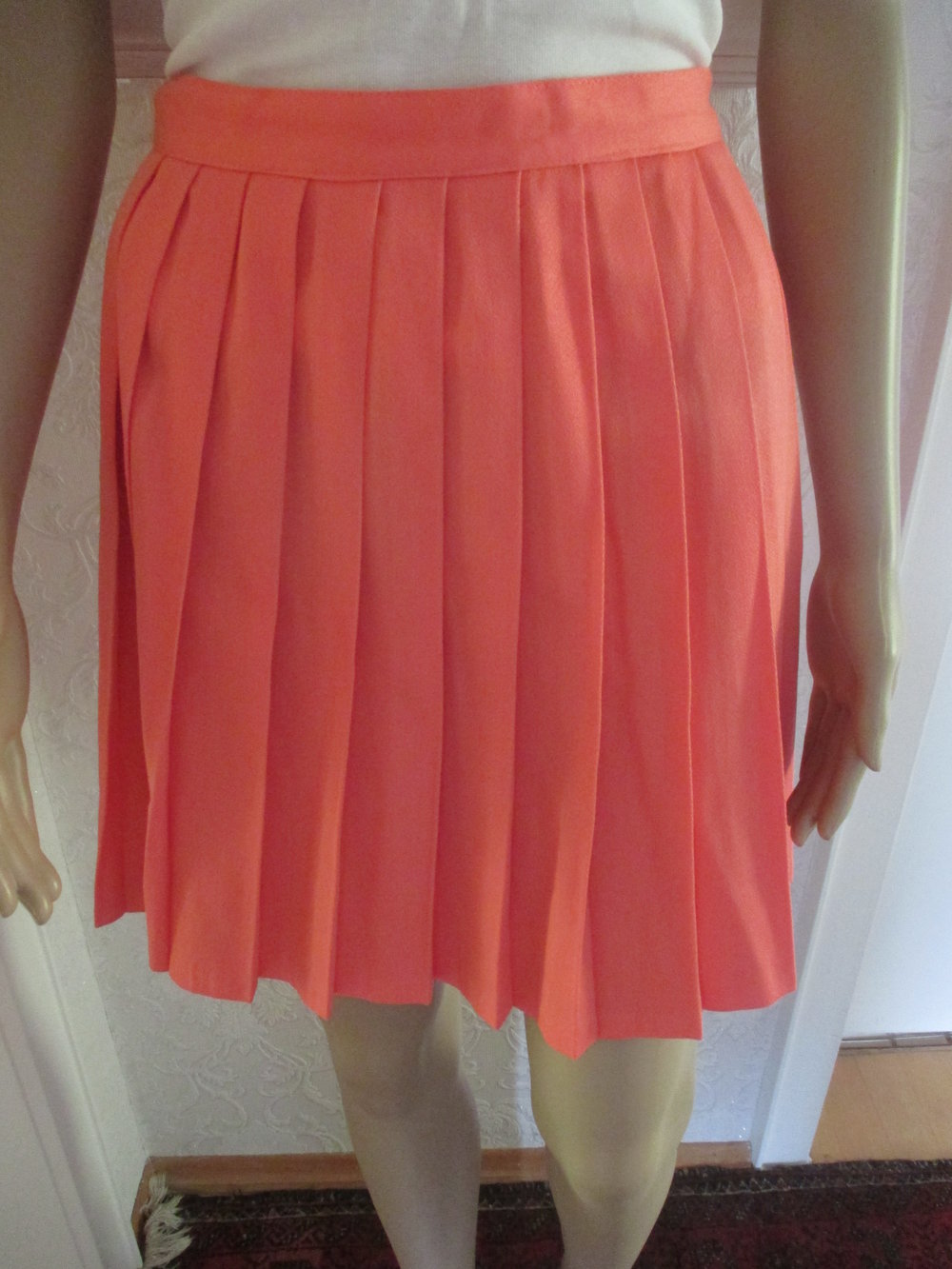 NEUw * Original VINTAGE * Schulmädchen Look * DESIGNER * Falten * Mini- Rock Gr. 34- 36/ XS- S * lachs- hummer- apricot *