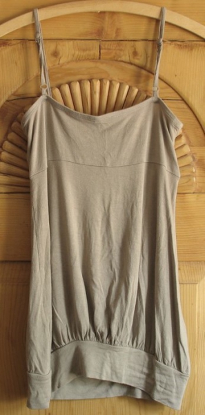 Beige-graues Pailletten-Top Gr. S
