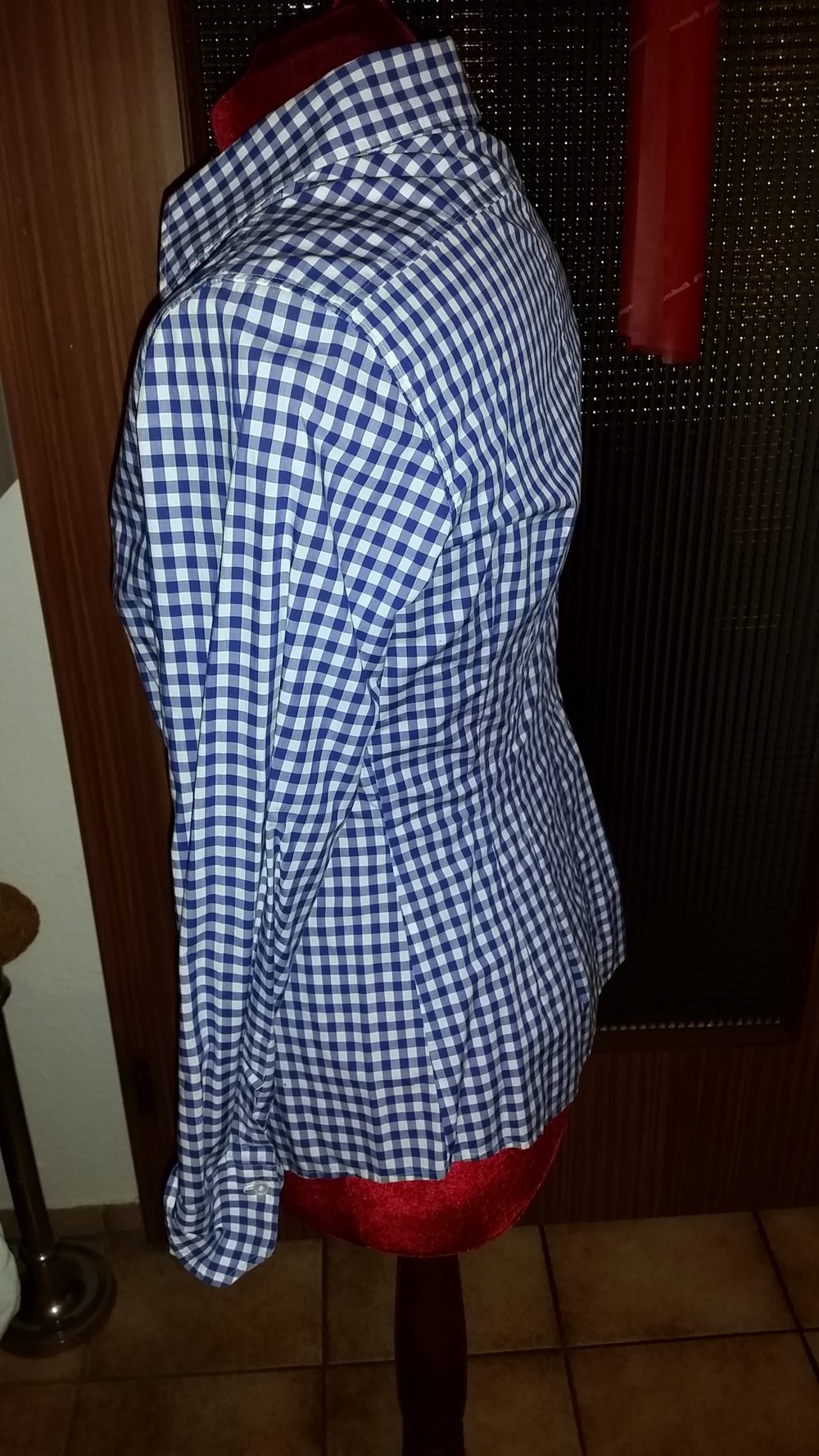 van Laack Bluse blau-weiß kariert Größe M