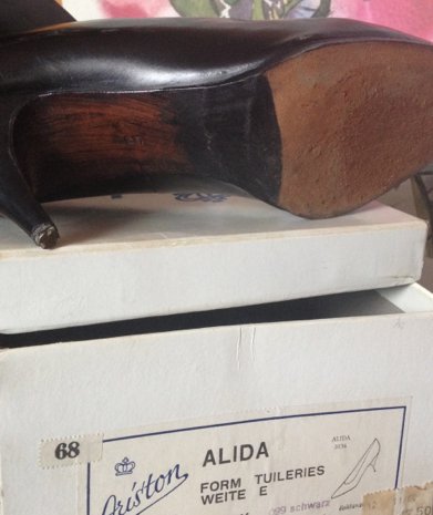 60er Jahre Leder Pumps Schwarz