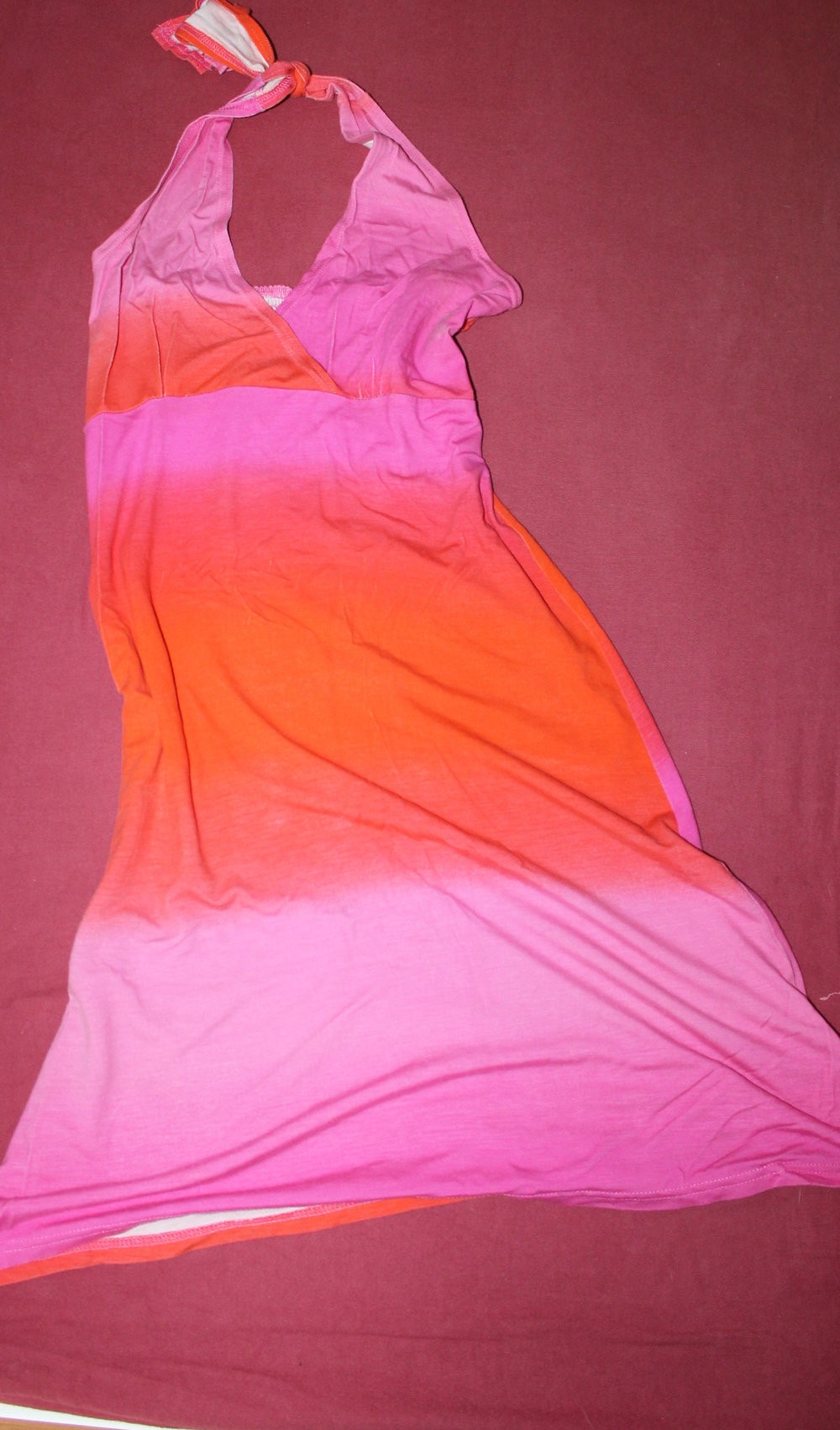 knalliges neon Sommerkleid / Neckholder in pink und orange von C&A