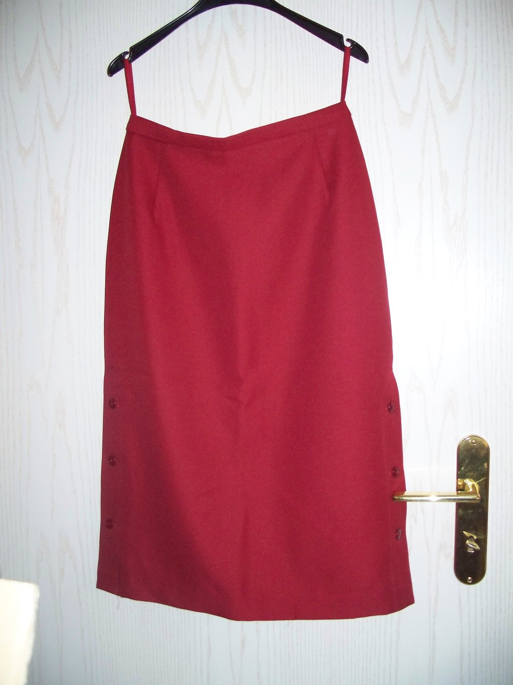 VINTAGE// Schöner roter Midirock (highwaist) mit Knöpfen von *Trevira* Gr. 34/ 36 Herbst