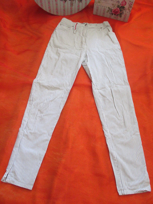 Röhren Streifen Chino Jeans Hose 