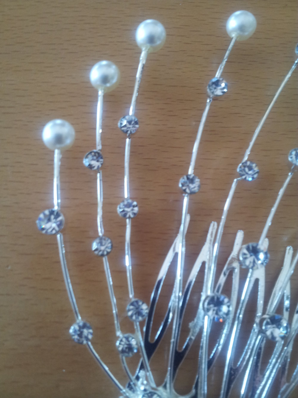 Neu: Haarspange, Strass Steine, Perlen, Silber