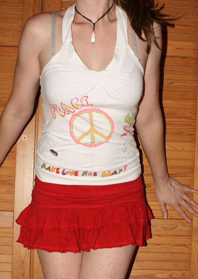 Hippie Top, Shirt, Peace, Bunt, Gr. S