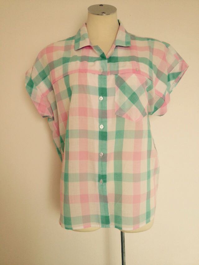 Exclusive Vintage Karo/ Pastellfarben Bluse 