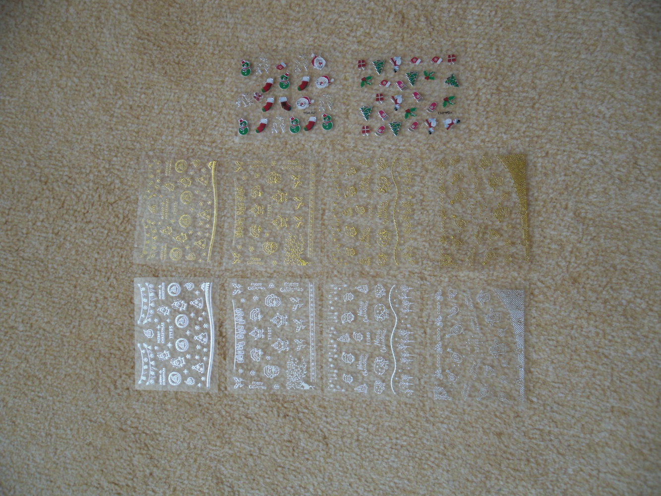 Nagelsticker Weihnachten gold silber und bunt