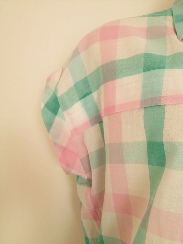 Exclusive Vintage Karo/ Pastellfarben Bluse 