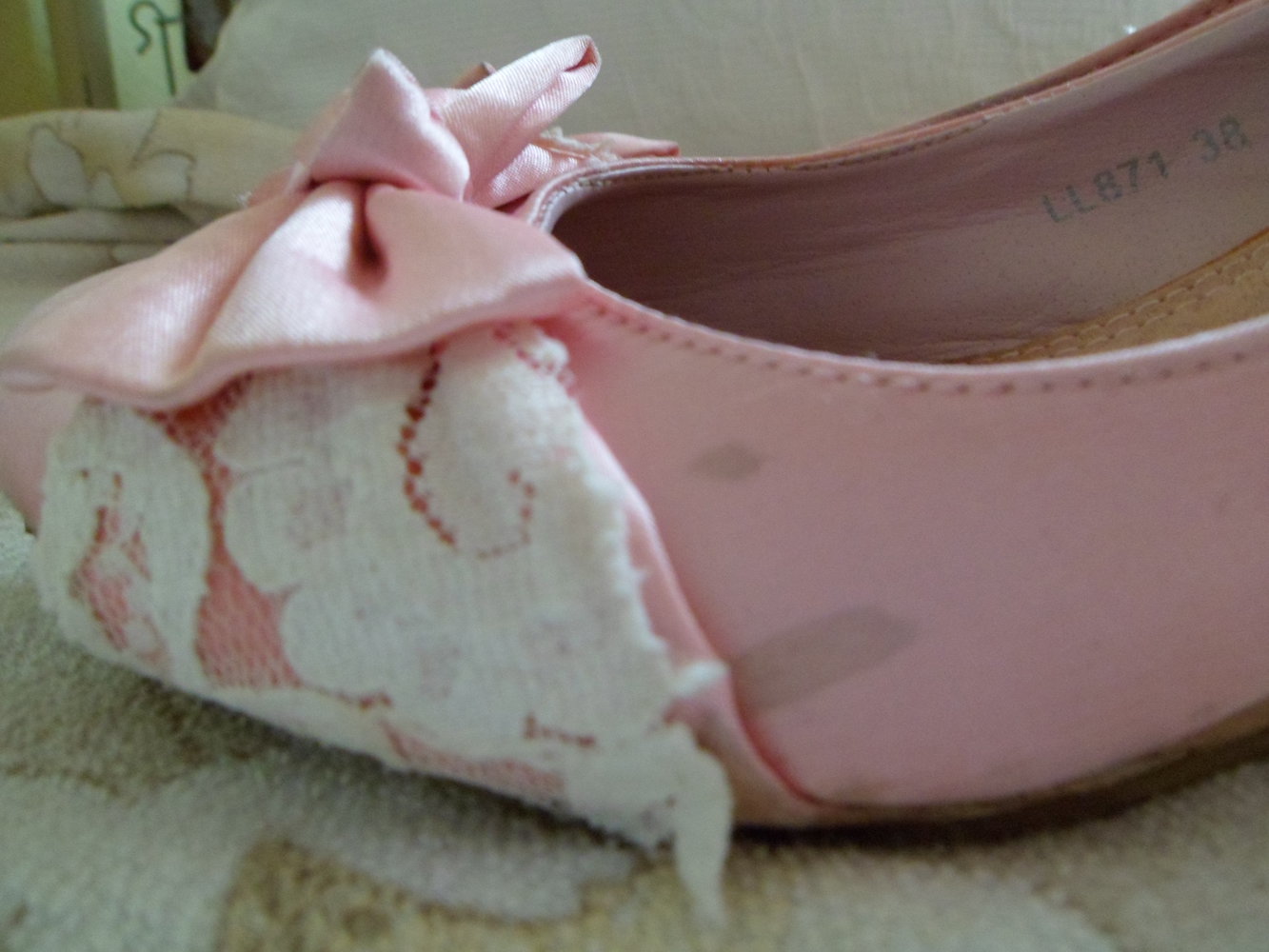 Süße Wedges, rosa mit Spitze und Schleife, Gr. 37/38