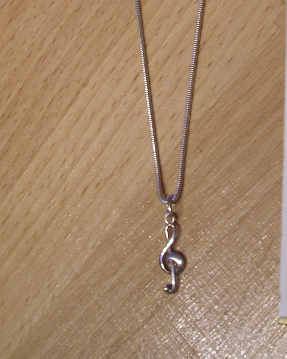 Silberkette mit Notenschlüssel versilbert, Kette mit Anhänger Musical, Motto Schmuck Silber