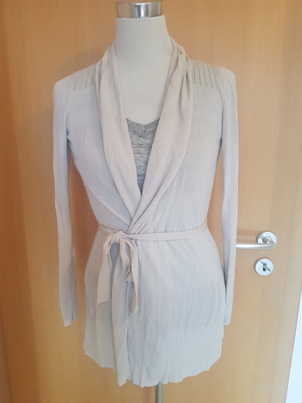 Edle Esprit Sitrickjacke Long Cardigan Beige Nude XS S 34 36