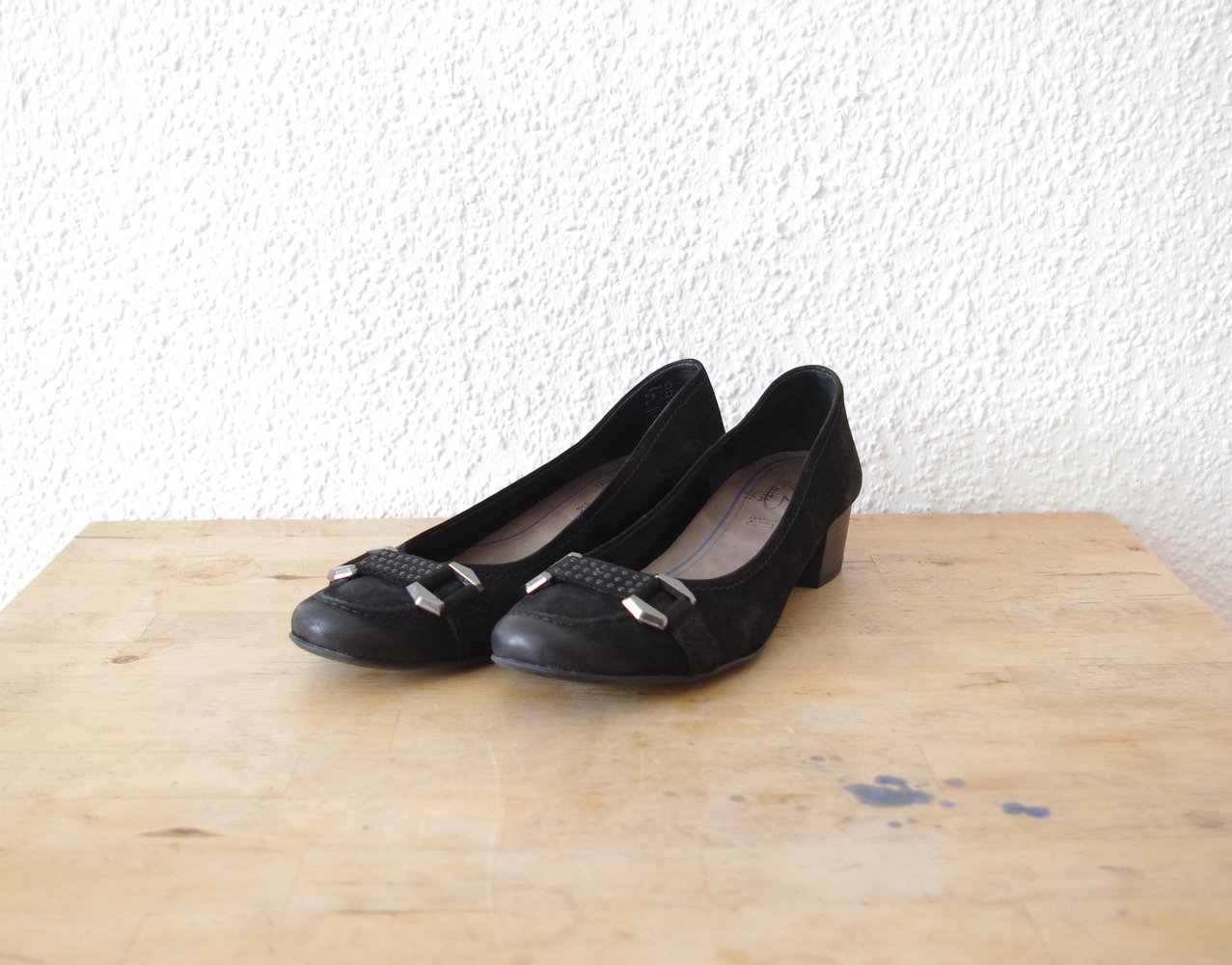 Schwarze Bonita Kitten Heels Gr. 40 Pumps Echtleder Ballerinas