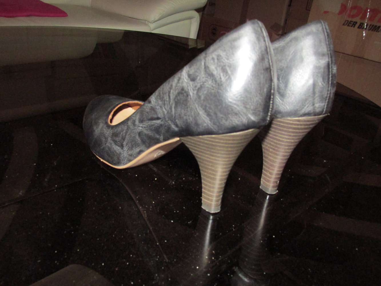 ausgefallene grauschwarz antiker Look, Pumps von Tamaris, Gr. 38