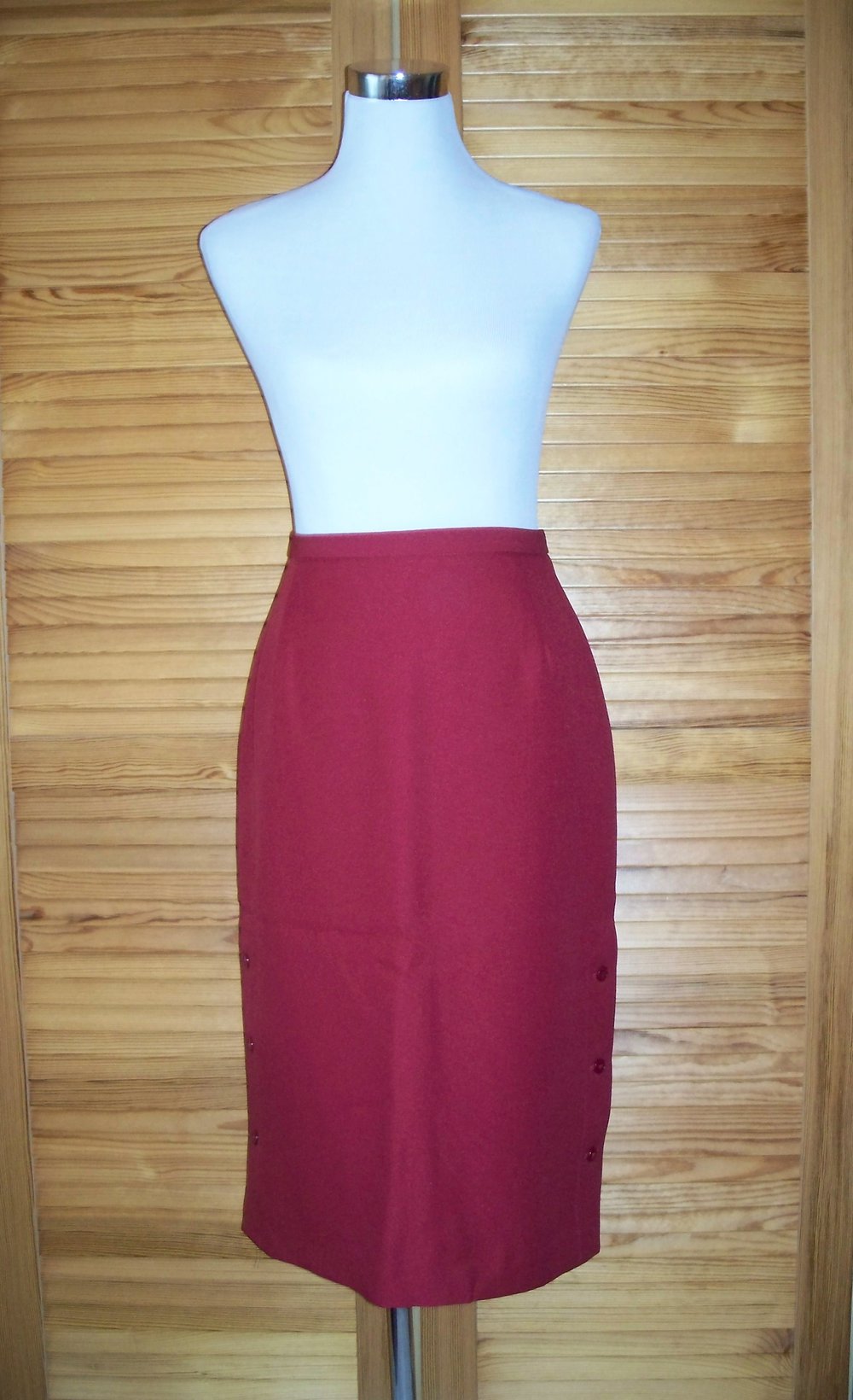 VINTAGE// Schöner roter Midirock (highwaist) mit Knöpfen von *Trevira* Gr. 34/ 36 Herbst