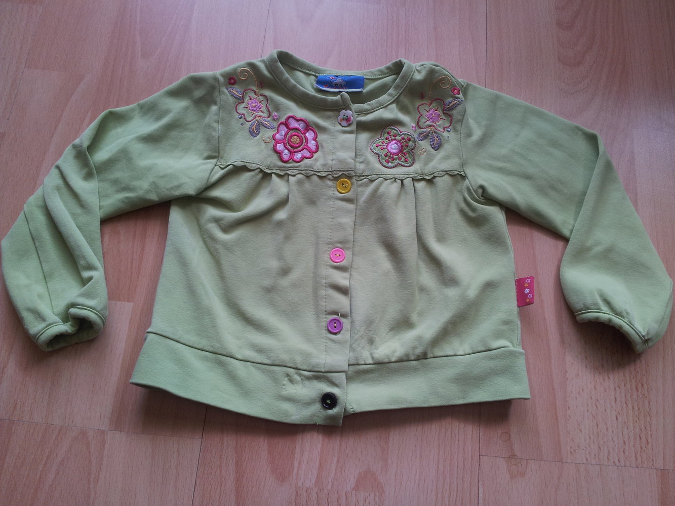 Jacke Sommerjacke hellgrün bunt Blumen stretch Gr. 80