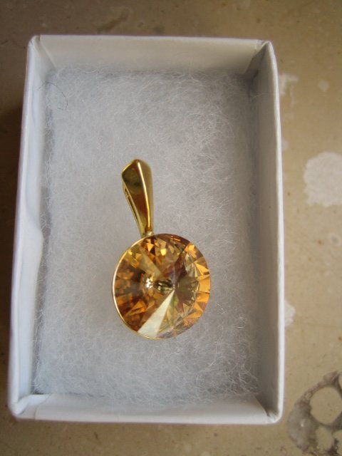 Anhänger Swarovski Rivoli 925er Silber vergoldet 12 cm