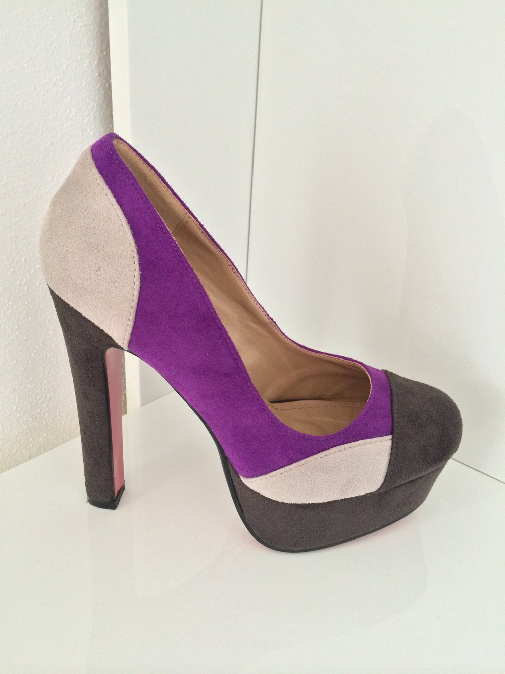 Colorblock Pumps Plateau Lila/Grau