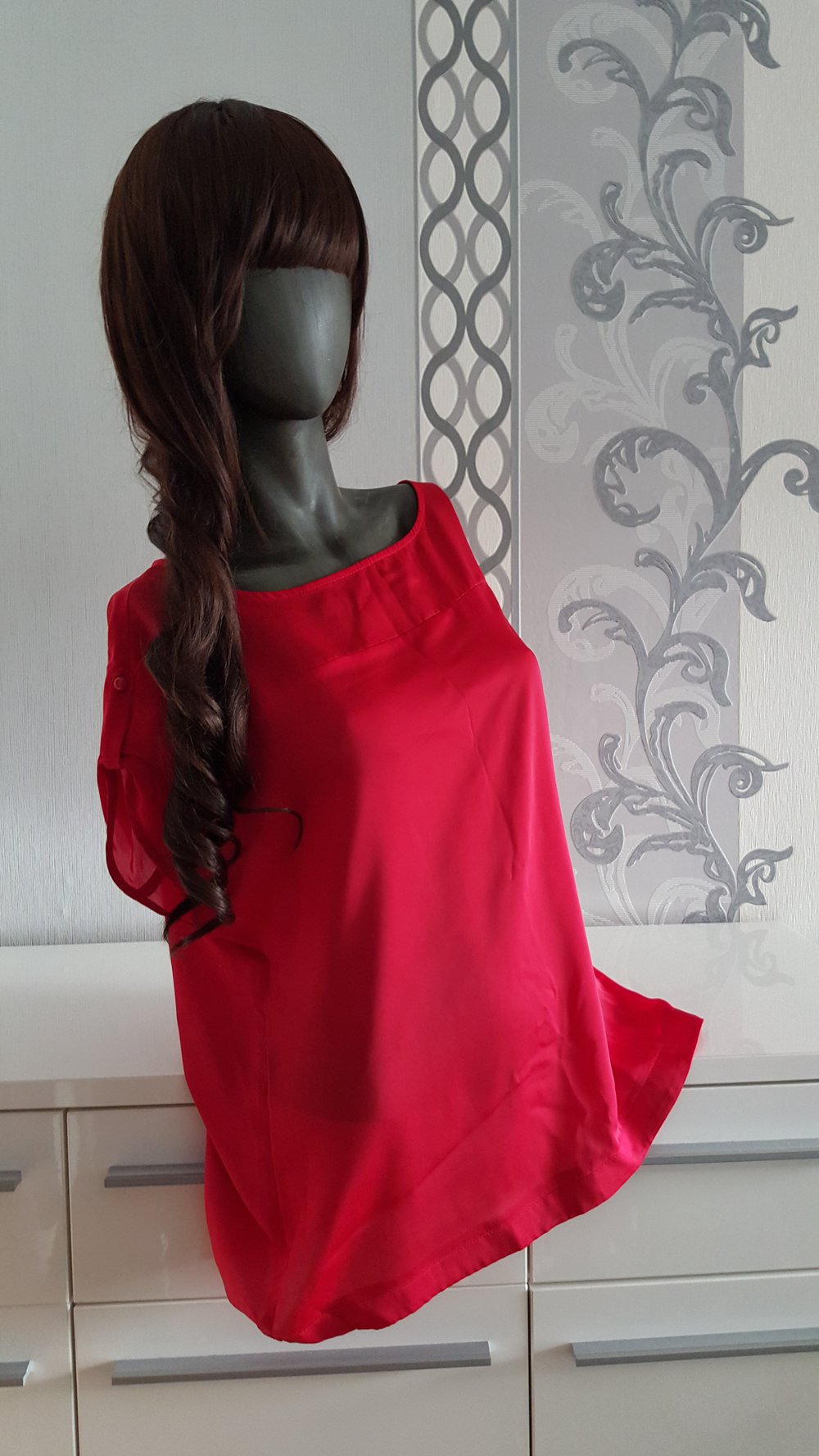 Elegantes Oberteil Bluse Rot 40 L auch M 38