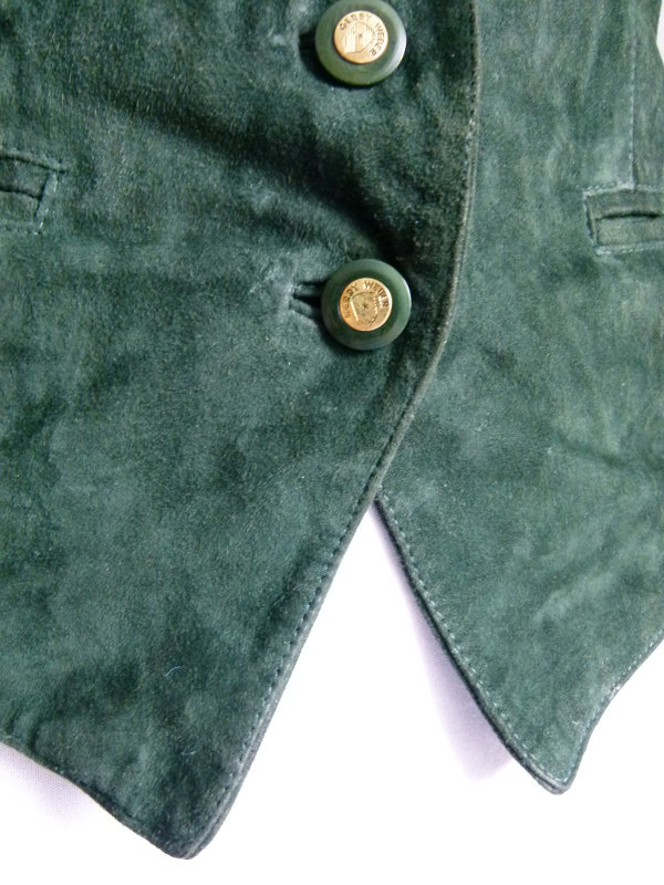 Folklore Leder Weste, waldgrün, Mori Trachten Retro Vintage Cottagecore