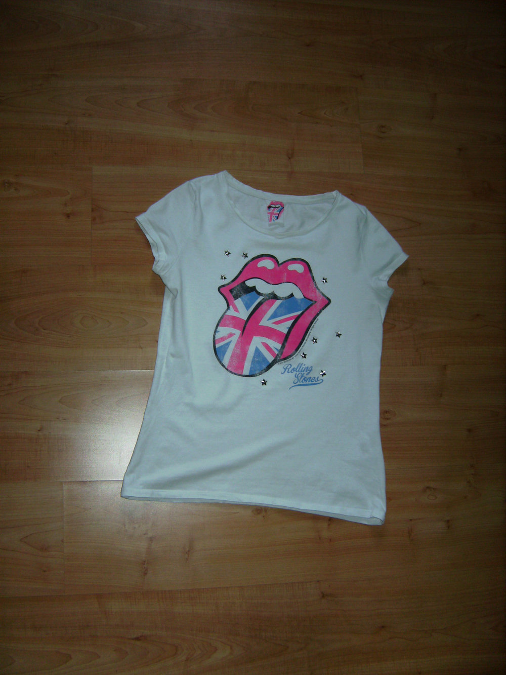 Bandshirt Kult y2k T-shirt, Rolling Stones, Gr. M, Printdruck Vintage, Flag Motivshirt