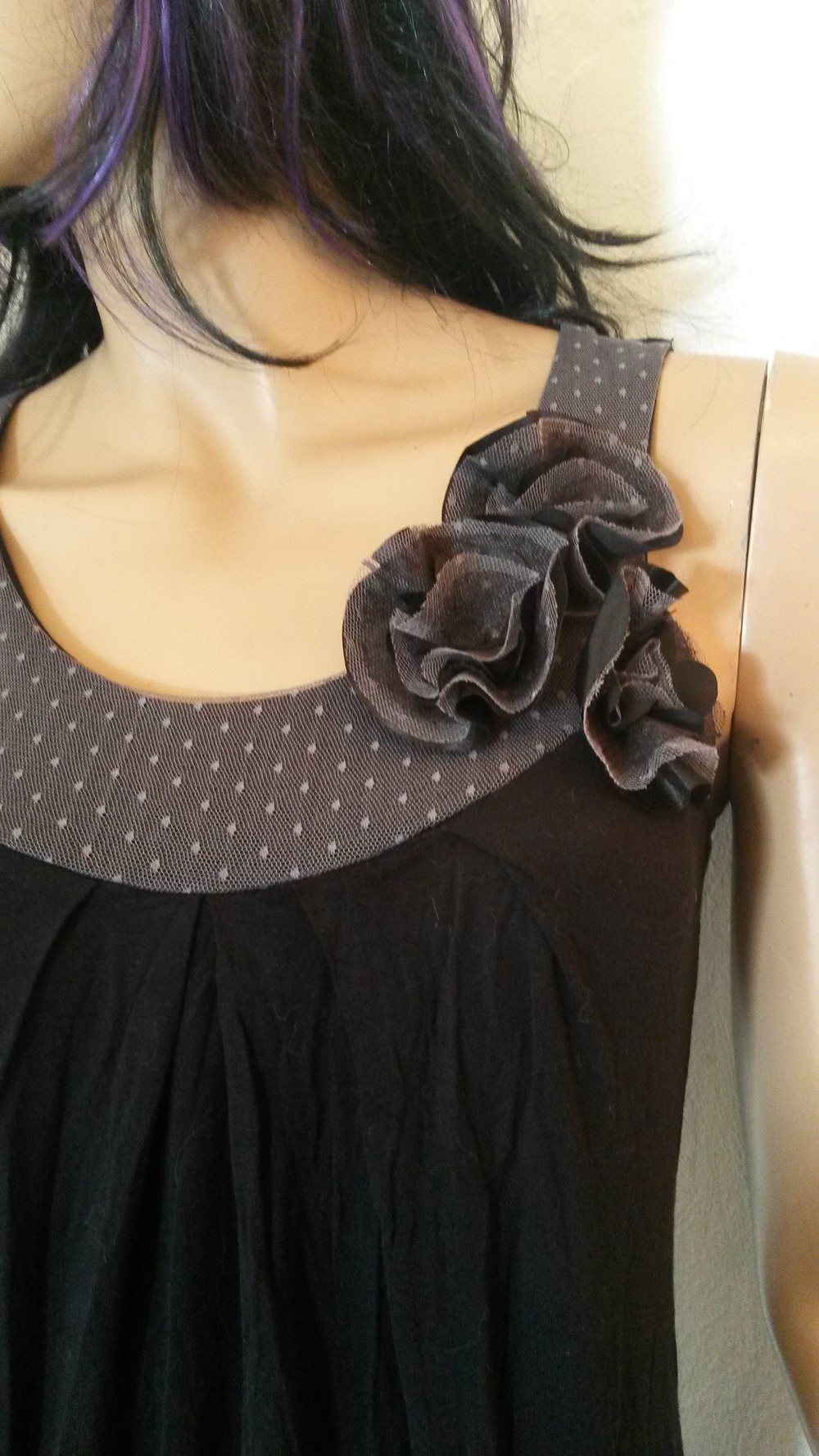 Longshirt/Minikleid mit Tüllpasse und 3 witzigen Tüll-Blüten 