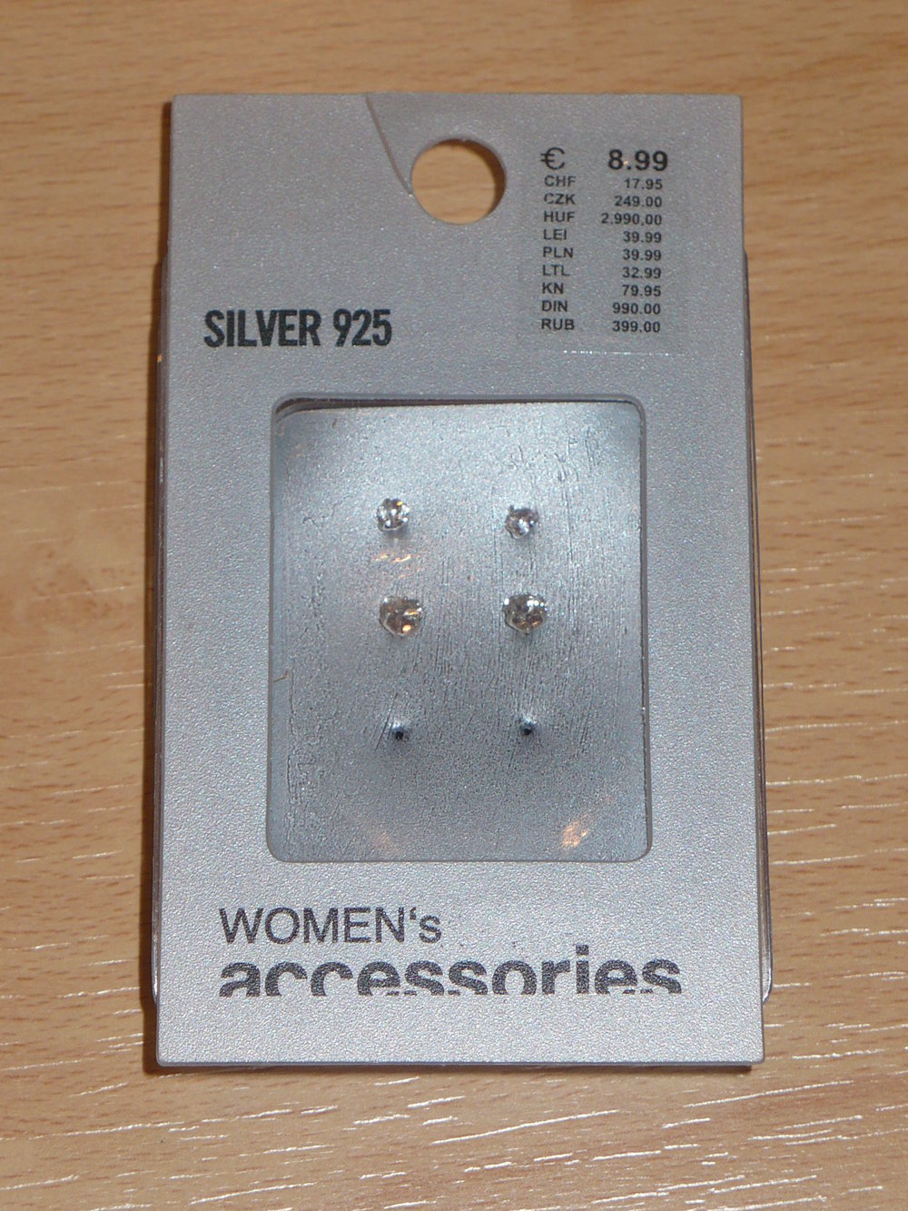 Set: 2 Paar Ohrstecker aus 925 Silber mit Glitzerstein