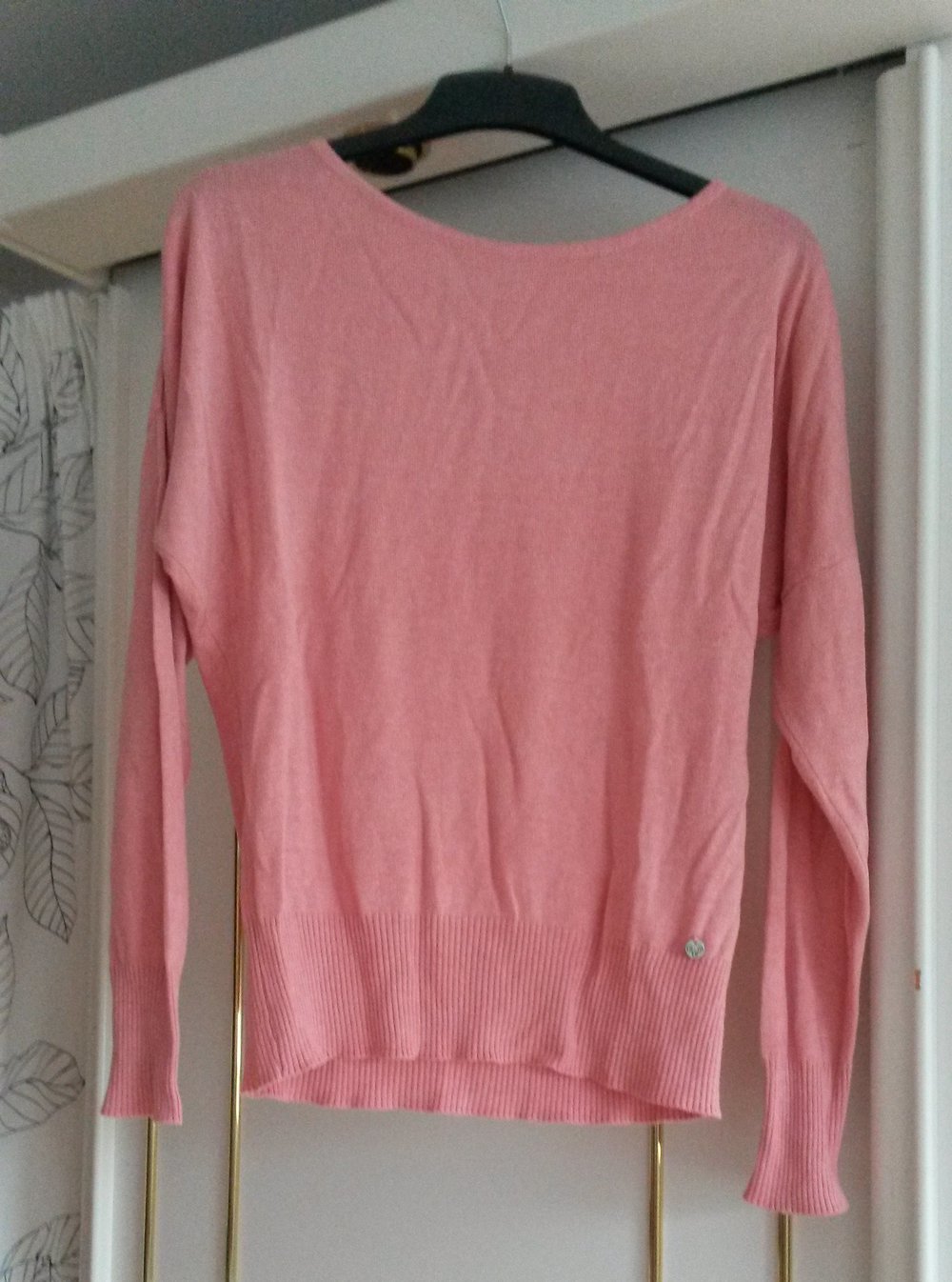 Rosa/laxfarbenes Shirt mit Fledermausärmeln Gr. 36/38