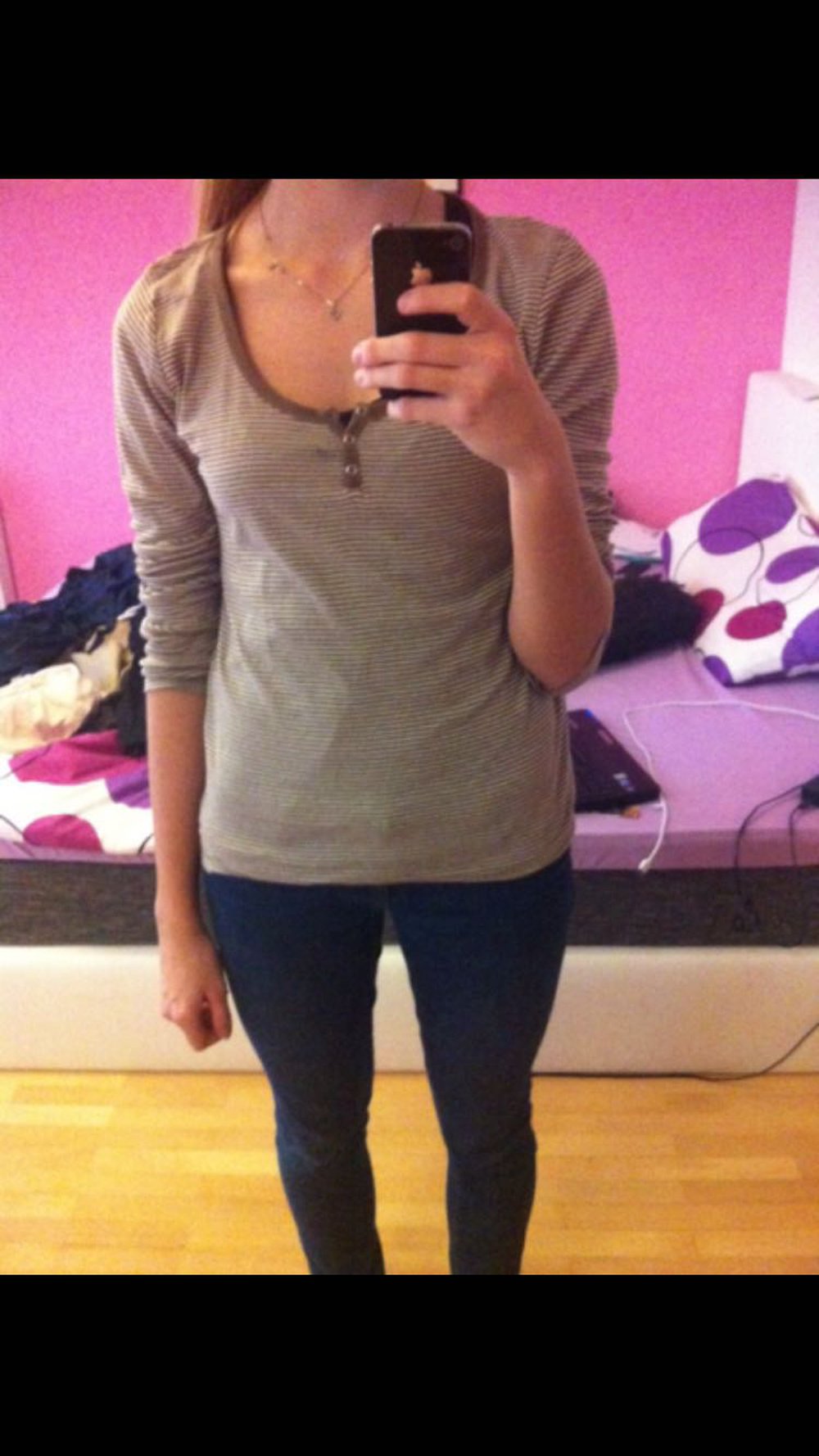 braun-beige gestreiftes Oberteil