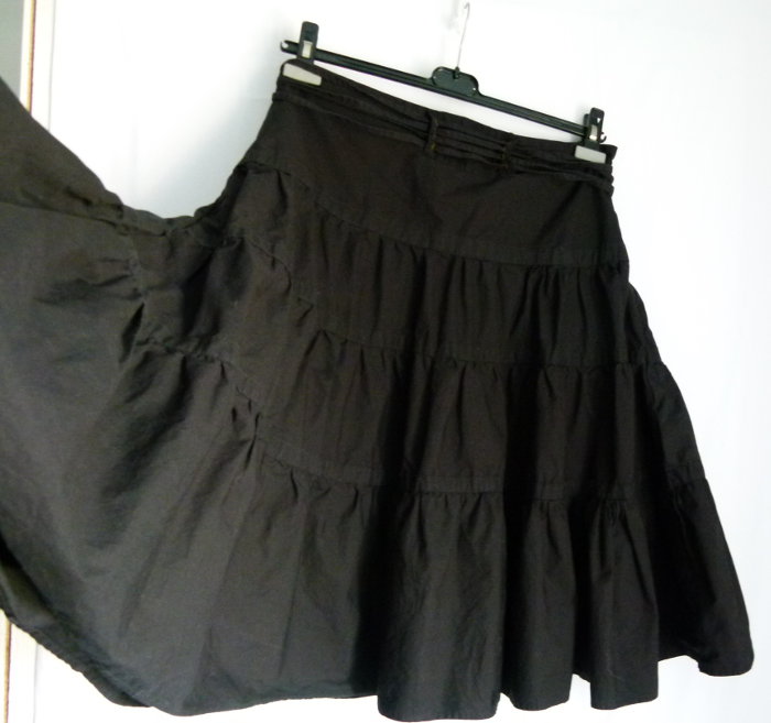 Stufen Rock im Westernstil, schwarz, wadenlang, Gothic Boho Mori Retro Rockabilly Festival Goa