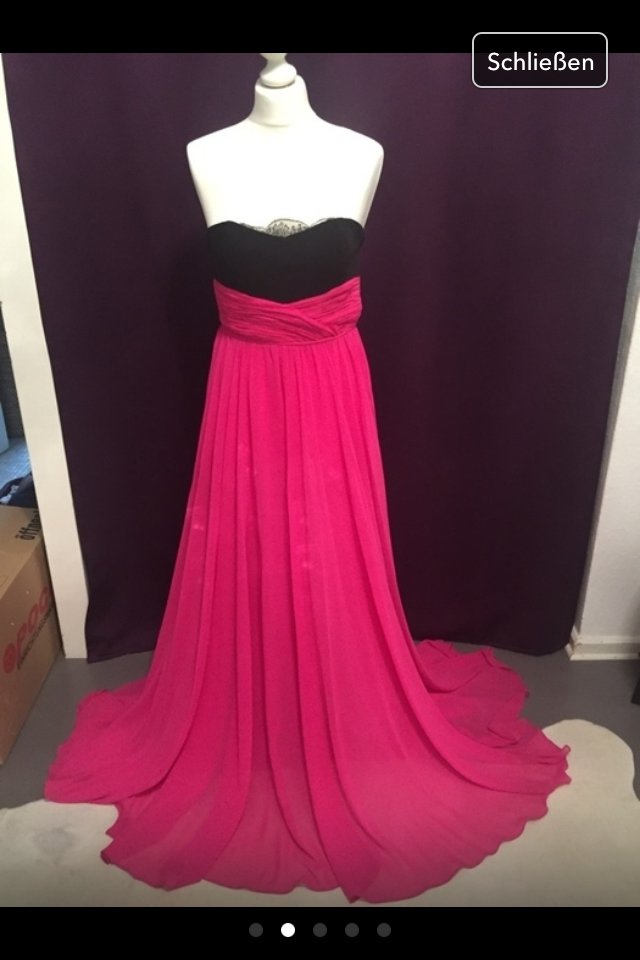 Abendkleid Spitze Chiffon edel seidig pink schwarz 