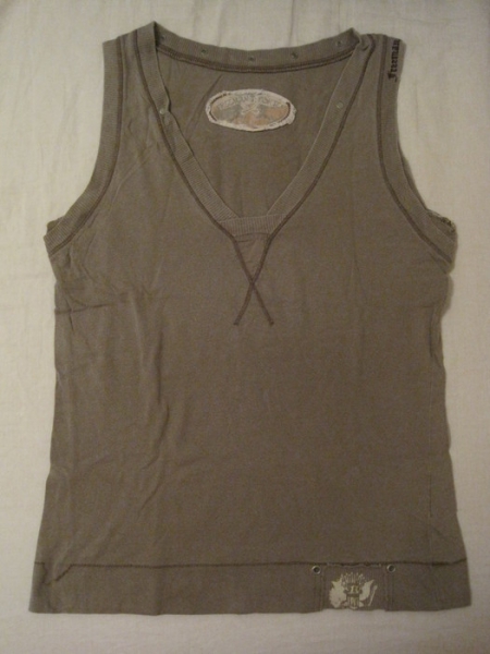 T-Shirt ohne Ärmel / Hoodie  -  Nice Concept, Größe M,  braun