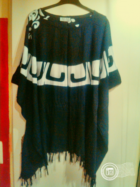 Tunika Kaftan Schwarz.Weiß One Size Ibiza Fashion