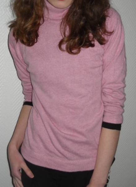 ZARA Rollkragen Langarm Pulli Pullover Rolli altrosa rosa meliert Angora 34 36 38 XS S M