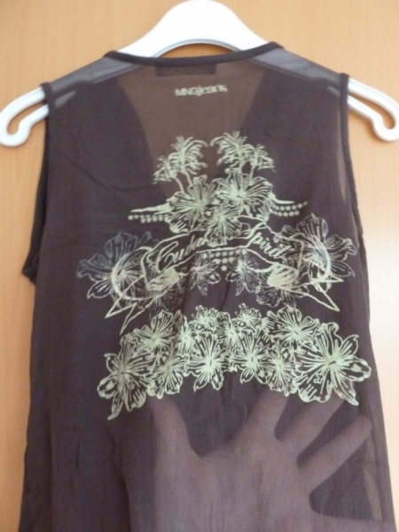 braunes Shirt mit durchsichtigem Rücken - Größe 34 / 36 - MNG Jeans Mango aus England 