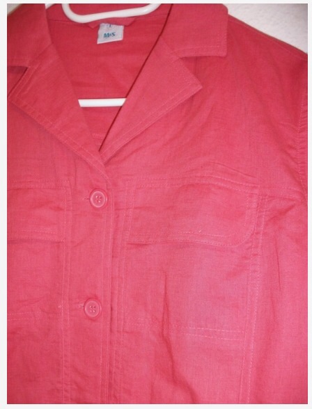Jacke Leinenjacke Sommerjacke Leinen rosa pink himbeer Gr. L , ungetragen