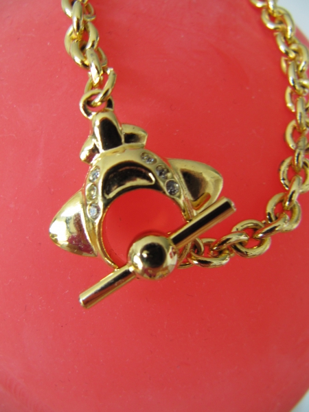 Ausgefallenes Armband Helikopter mit Straßsteinchen vintage gold Modeschmuck