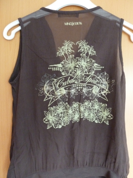braunes Shirt mit durchsichtigem Rücken - Größe 34 / 36 - MNG Jeans Mango aus England 