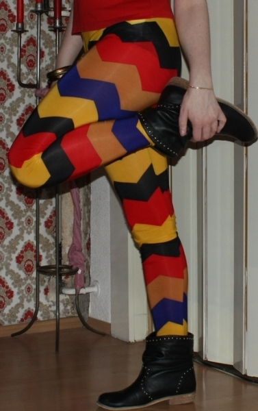 Coole Leggings, Zick-Zack Muster, bunt, Gr. 32-38