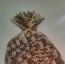 D3, Damen Mädchen Strick Mütze Grobstrick Braun Khaki/ Beige BOMMEL ZÖPFE