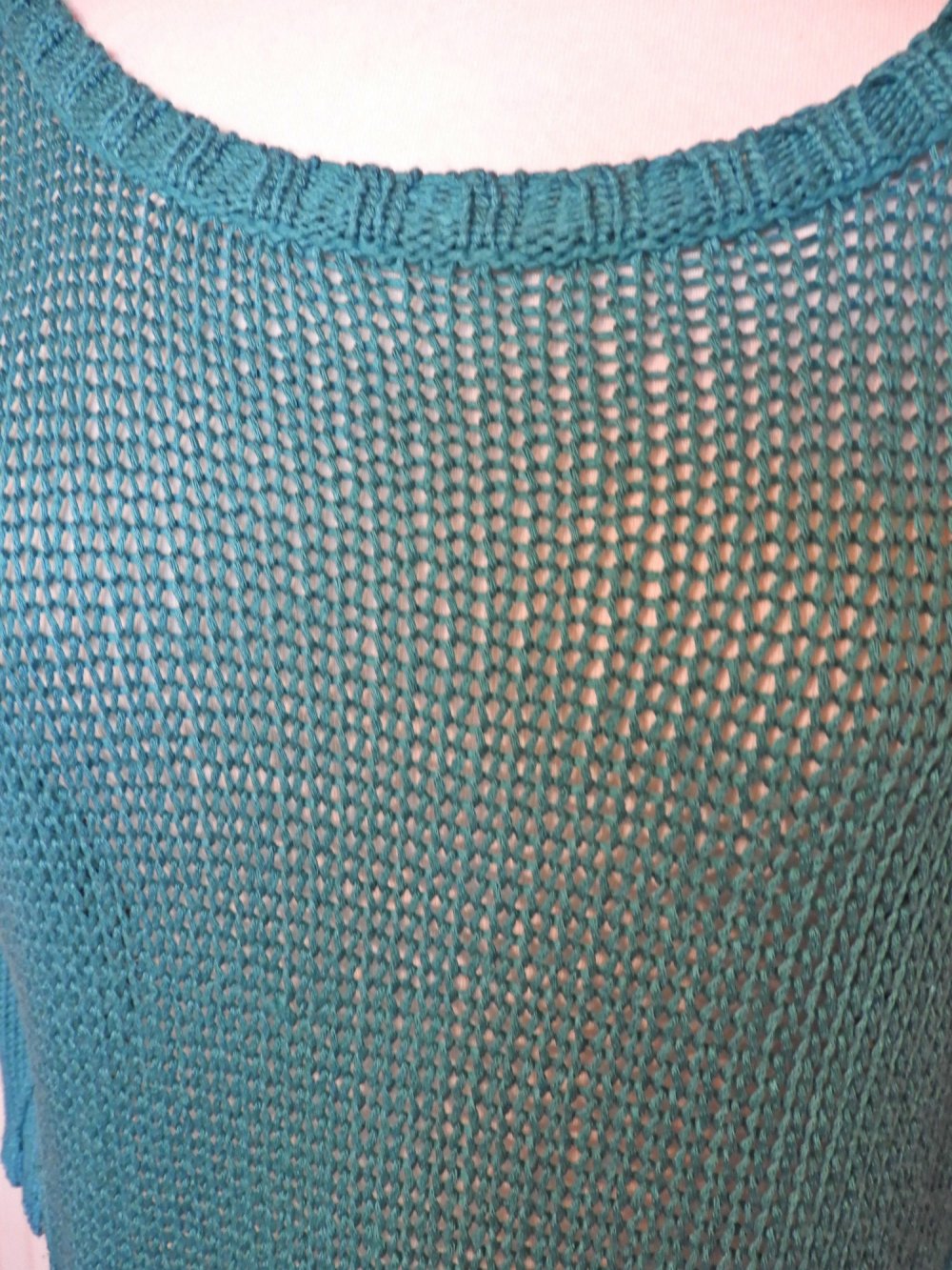 türkises Strick-Shirt mit 3/4 Arm