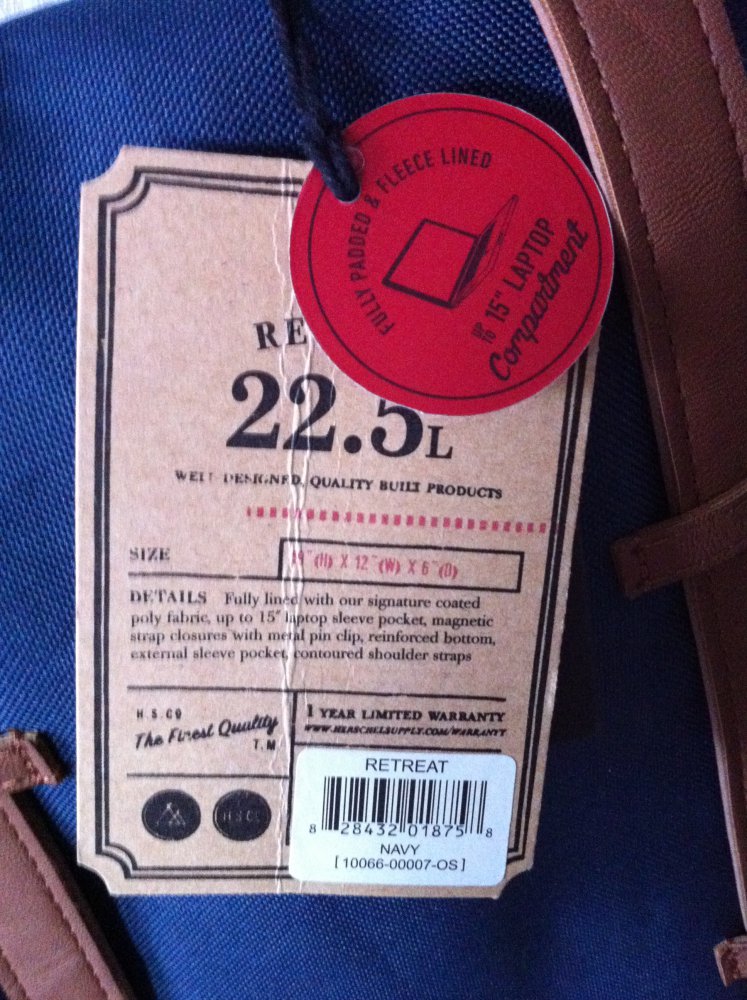 Neu: Herschel Retreat 22,5l Navy Rucksack