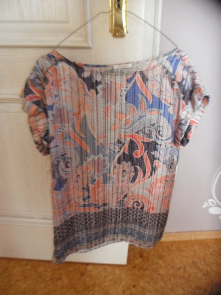 PROMOD Tunika Bluse Shirt Hängerchen Paisley S 36 Glimmer Blau Hummer